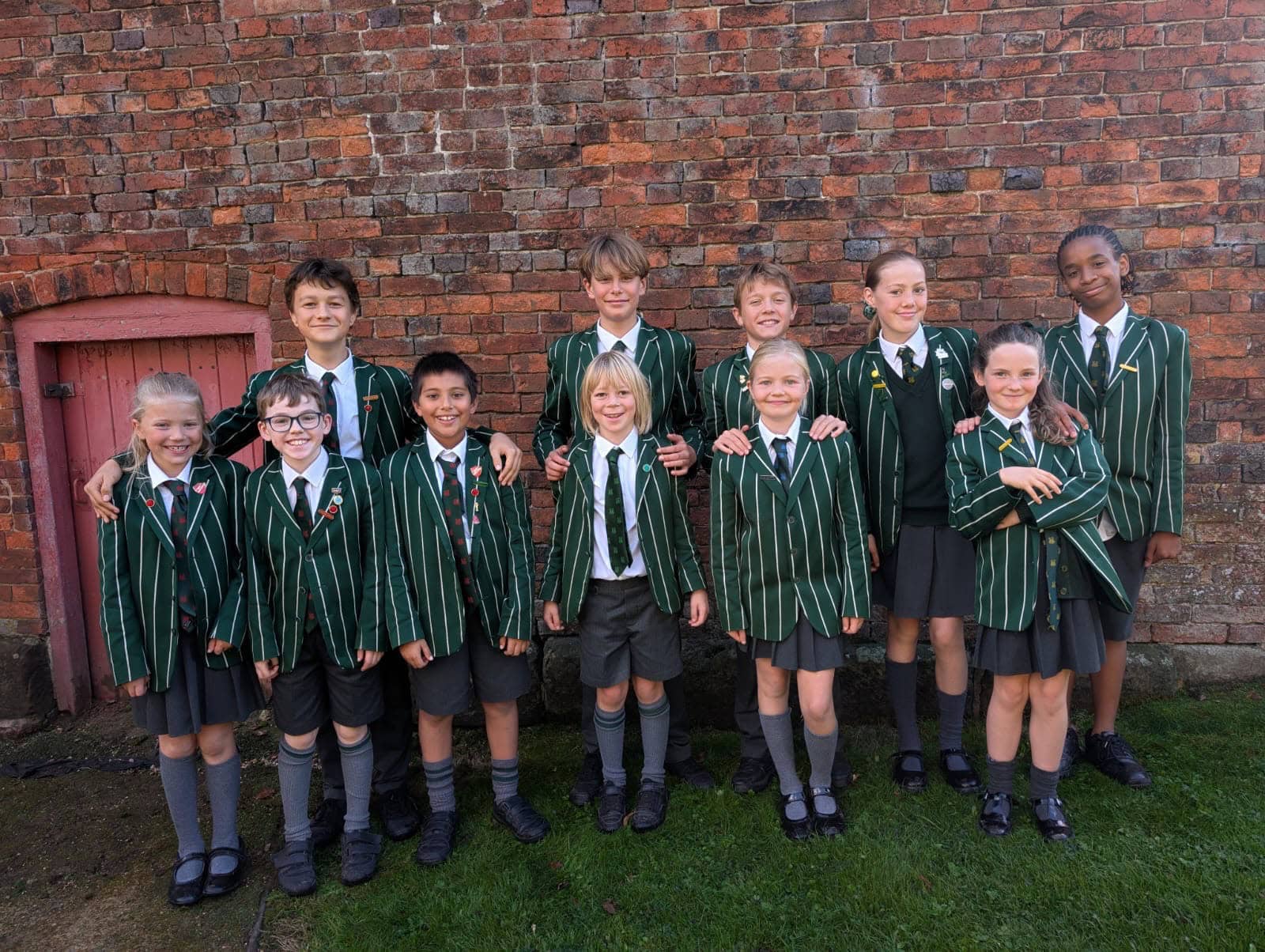 Happy children in school uniform