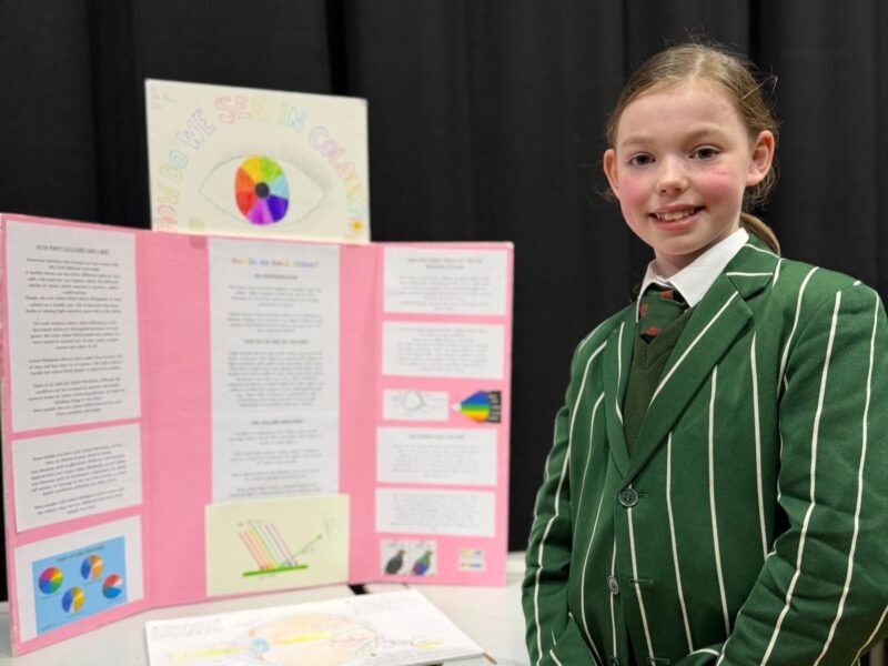 Girl presenting school Science project